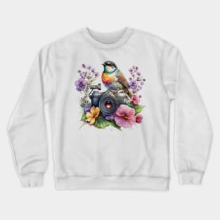 Spring Floral Camera Crewneck Sweatshirt